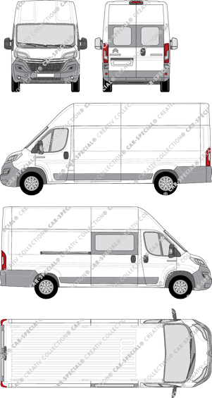 Citroën Relay, Kastenwagen, L4H3, Heck verglast, rechts teilverglast, Rear Wing Doors, 1 Sliding Door (2014)