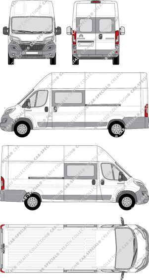 Citroën Relay, van/transporter, L4H3, rear window, double cab, Rear Wing Doors, 2 Sliding Doors (2014)