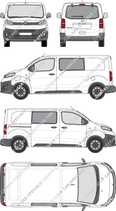 Citroën ë-Dispatch, van/transporter, M, rear window, double cab, Rear Flap, 1 Sliding Door (2020)