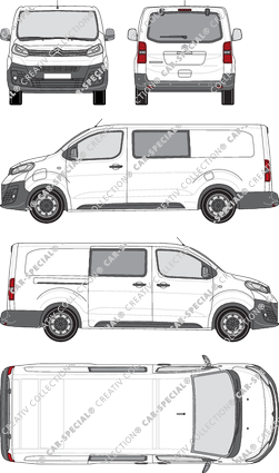 Citroën ë-Dispatch, van/transporter, XL, rear window, double cab, Rear Flap, 1 Sliding Door (2020)