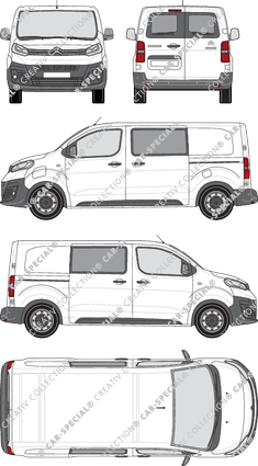 Citroën ë-Dispatch, van/transporter, M, rear window, double cab, Rear Wing Doors, 2 Sliding Doors (2020)