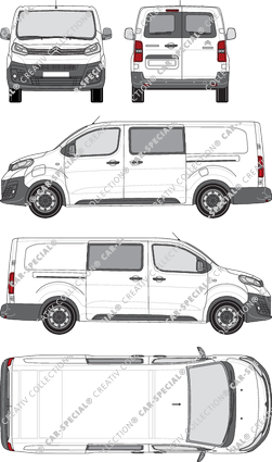 Citroën ë-Dispatch, Kastenwagen, XL, Heck verglast, Doppelkabine, Rear Wing Doors, 2 Sliding Doors (2020)