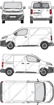 Citroën Dispatch, van/transporter, XS, rear window, Rear Wing Doors, 1 Sliding Door (2016)