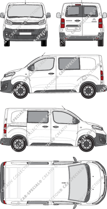 Citroën Dispatch, van/transporter, XS, rear window, double cab, Rear Wing Doors, 1 Sliding Door (2016)