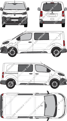 Citroën ë-Jumpy, van/transporter, M, rear window, double cab, Rear Flap, 1 Sliding Door (2024)