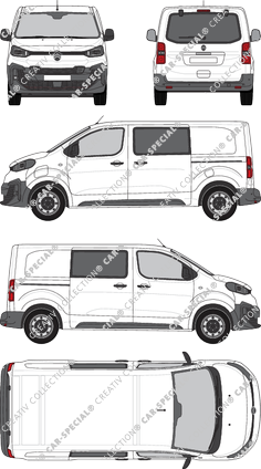 Citroën ë-Jumpy, Kastenwagen, M, Heck verglast, Doppelkabine, Rear Flap, 2 Sliding Doors (2024)