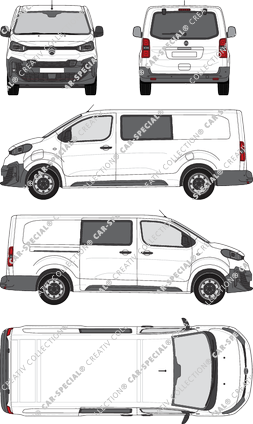Citroën ë-Jumpy, van/transporter, XL, rear window, double cab, Rear Flap, 1 Sliding Door (2024)