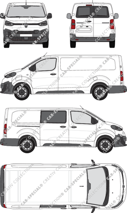 Citroën ë-Jumpy, Kastenwagen, XL, teilverglast rechts, Heck vergl., Rear Wing Doors, 1 Sliding Door (2024)