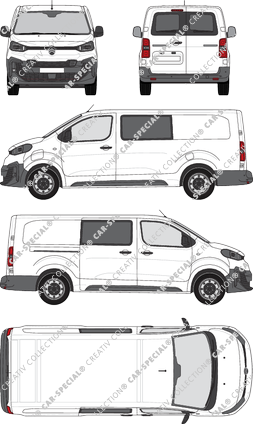 Citroën ë-Jumpy, van/transporter, XL, rear window, double cab, Rear Wing Doors, 1 Sliding Door (2024)