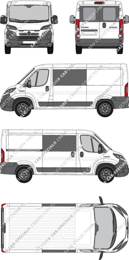 Citroën Jumper, van/transporter, L2H1, rear window, double cab, Rear Wing Doors, 1 Sliding Door (2024)