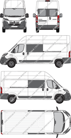 Citroën Jumper, van/transporter, L3H3, rear window, double cab, Rear Wing Doors, 2 Sliding Doors (2024)