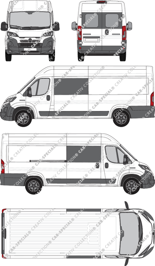 Citroën Jumper, van/transporter, L4H2, rear window, double cab, Rear Wing Doors, 1 Sliding Door (2024)