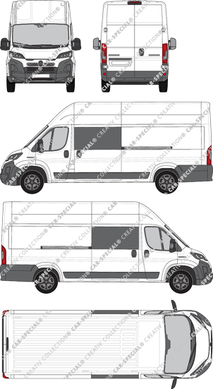 Citroën Jumper, furgón, L4H3, cabina doble, Rear Wing Doors, 2 Sliding Doors (2024)