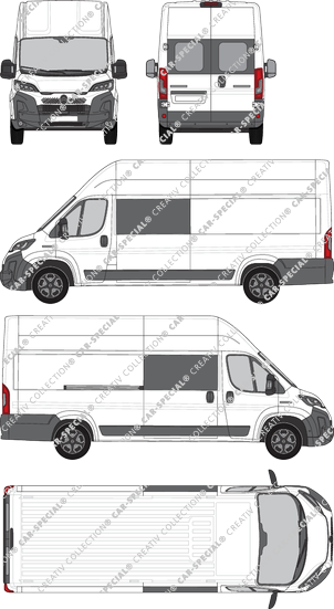 Citroën Jumper, van/transporter, L4H3, rear window, double cab, Rear Wing Doors, 1 Sliding Door (2024)