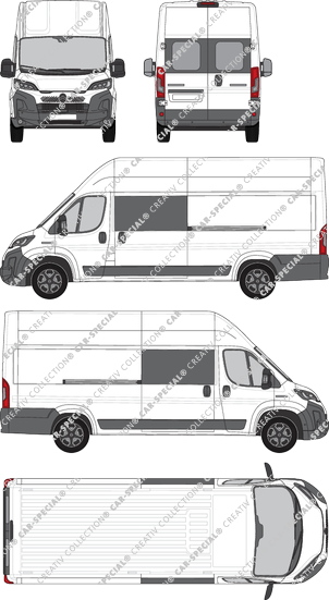 Citroën Jumper, van/transporter, L4H3, rear window, double cab, Rear Wing Doors, 2 Sliding Doors (2024)