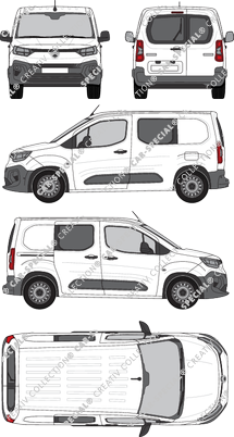 Citroën Berlingo, van/transporter, rear window, double cab, Rear Wing Doors, 1 Sliding Door (2024)