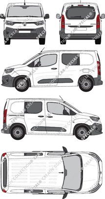 Citroën Berlingo, van/transporter, rear window, double cab, Rear Flap, 1 Sliding Door (2024)