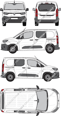 Citroën Berlingo, van/transporter, rear window, double cab, Rear Flap, 2 Sliding Doors (2024)