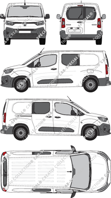 Citroën Berlingo, furgone, vitre arrière, Doppelkabine, Rear Wing Doors, 1 Sliding Door (2024)