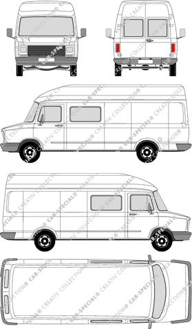 DAF VS 428 ET, furgón, largo, cabina techo elevado