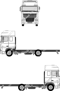 DAF XF, Chasis para superestructuras, paso de rueda medio, cabina XC (2002)