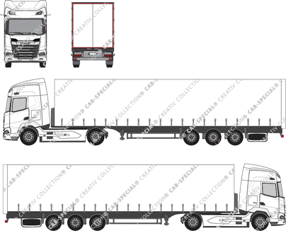 DAF XF long spoiler et fender, Tracteur avec semi-remorque (2021)