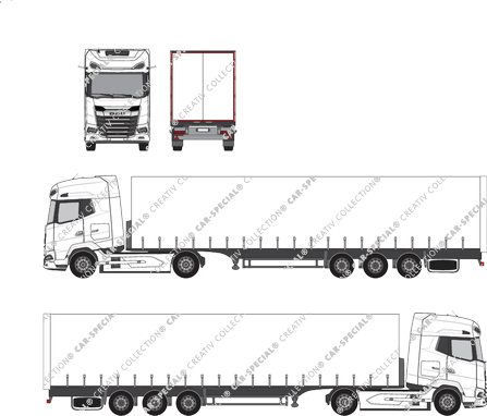 DAF XG+ Spoiler & Fender, Sattelzugmaschine mit Sattelauflieger (2021)