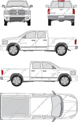 Dodge Ram 1500, 1500, Pick-up, court, double cabine, 4 Doors (2006)