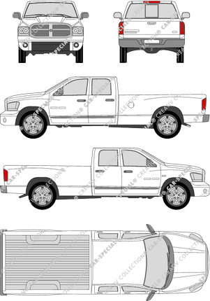 Dodge Ram 1500, 1500, Pick-up, largo, cabina doble, 4 Doors (2006)