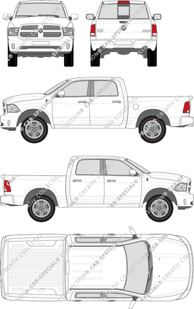 Dodge Ram 1500 ShortBox 5'7'', 1500, Pick-up, double cabine, allongée, 4 Doors (2009)