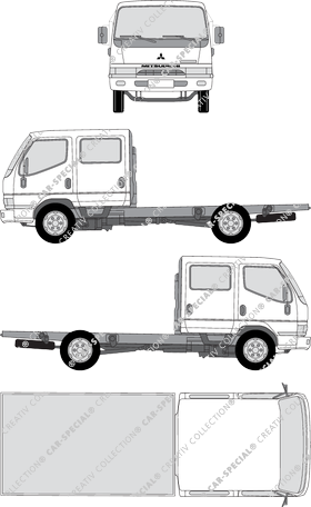 FUSO Canter 35, 35, Telaio per sovrastrutture, empattement long, Doppelkabine (1996)