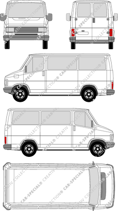 Fiat Ducato, Kleinbus, Rear Wing Doors, 1 Sliding Door (1984)