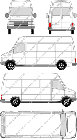 Fiat Ducato single door, rear, single door, rear, van/transporter, high roof, rear window, 1 Sliding Door (1984)