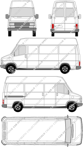 Fiat Ducato, Großraumkasten, Heck verglast, 1 Sliding Door (1984)