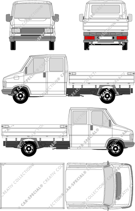 Fiat Ducato, catre, paso de rueda largo, cabina doble (1984)