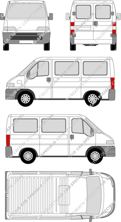 Fiat Ducato, minibus, short wheelbase, Rear Wing Doors, 1 Sliding Door (1994)