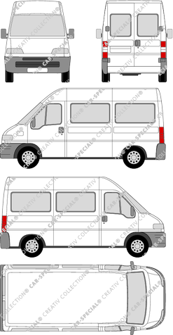 Fiat Ducato, camionnette, toit surélévé, Radstand mittel, Rear Wing Doors, 1 Sliding Door (1994)