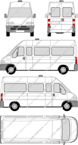 Fiat Ducato, minibus, large capacity, long wheelbase, glazed, Rear Wing Doors, 1 Sliding Door (1994)