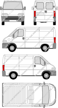 Fiat Ducato, van/transporter, short wheelbase, rear window, Rear Wing Doors, 1 Sliding Door (1994)