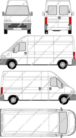 Fiat Ducato, van/transporter, high roof, long wheelbase, rear window, Rear Wing Doors, 1 Sliding Door (1994)