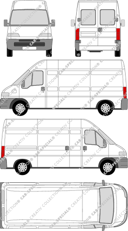 Fiat Ducato, furgone, Hochraum, empattement long, vitre arrière, Rear Wing Doors, 1 Sliding Door (1994)