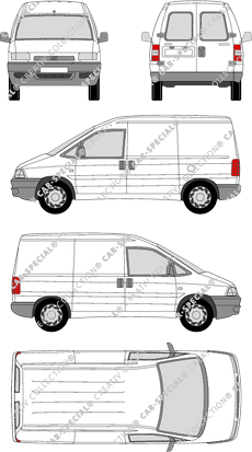 Fiat Scudo, Kastenwagen, Heck verglast, Rear Wing Doors, 2 Sliding Doors (1996)