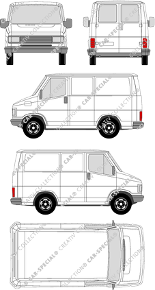 Fiat Talento, van/transporter, rear window, Rear Wing Doors (1982)