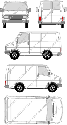 Fiat Talento, furgone, vitre arrière, Rear Wing Doors (1982)