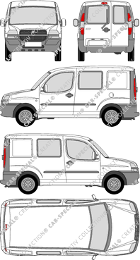 Fiat Doblò, furgón, ventana de parte trasera, cabina doble, Rear Wing Doors (2001)