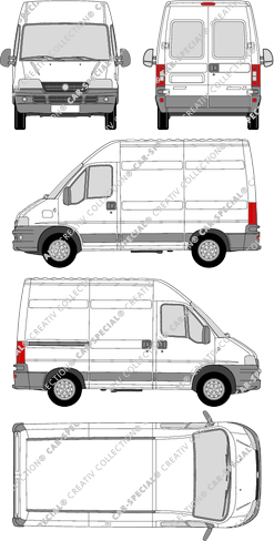 Fiat Ducato, furgone, L1H2, empattement court, vitre arrière, 1 Sliding Door (2002)