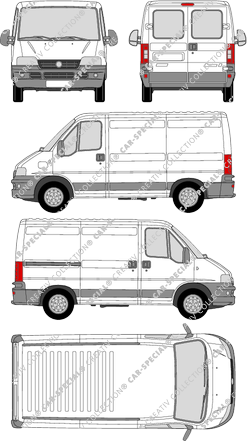 Fiat Ducato, furgone, L1H1, empattement court, vitre arrière, 1 Sliding Door (2002)
