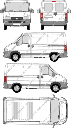 Fiat Ducato, furgone, L1H1, empattement court, vitre arrière, 2 Sliding Doors (2002)