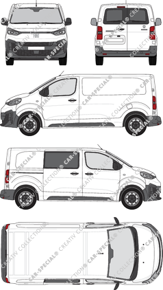 Fiat Scudo, furgone, L2 Mittel, teilverglast rechts, Heck vergl., Rear Wing Doors, 1 Sliding Door (2024)
