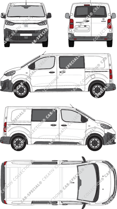 Fiat Scudo, van/transporter, L2 Mittel, rear window, double cab, Rear Wing Doors, 2 Sliding Doors (2024)